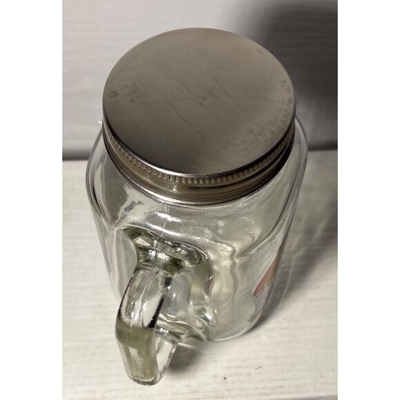 Chicago Blackhawks Glass Mason Jar Mug With Handle & Metal Lid 6" Tall - Picture 3 of 10